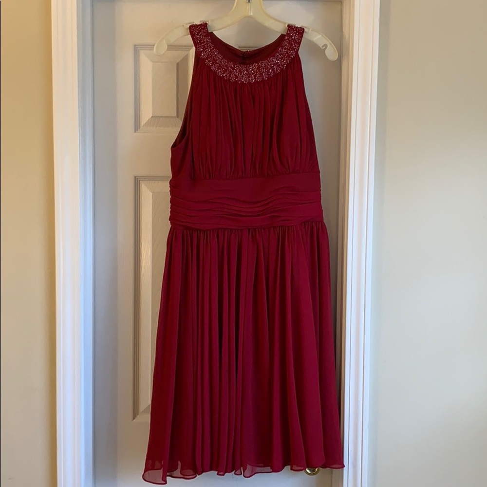 Beaded Neckline Chiffon Dress